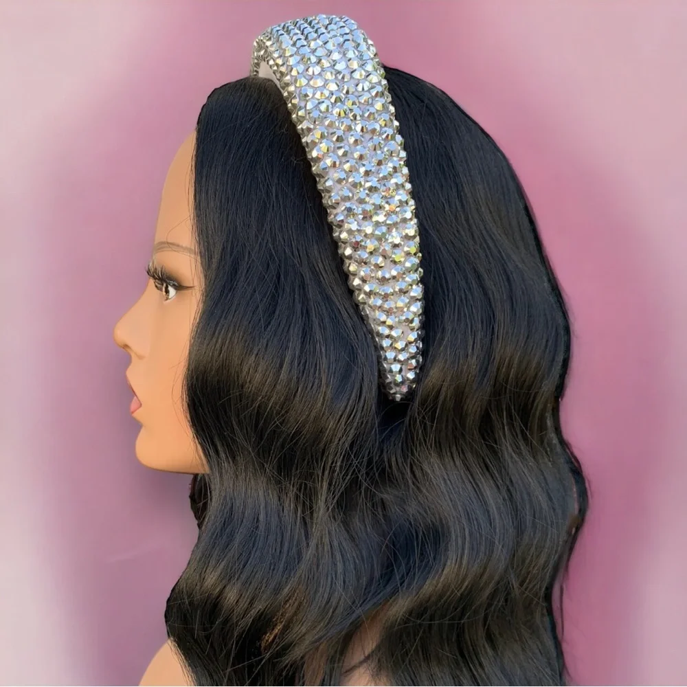 Silver Handmade Rhinestone Festival Coachella Sparkle Bling Statement Headband